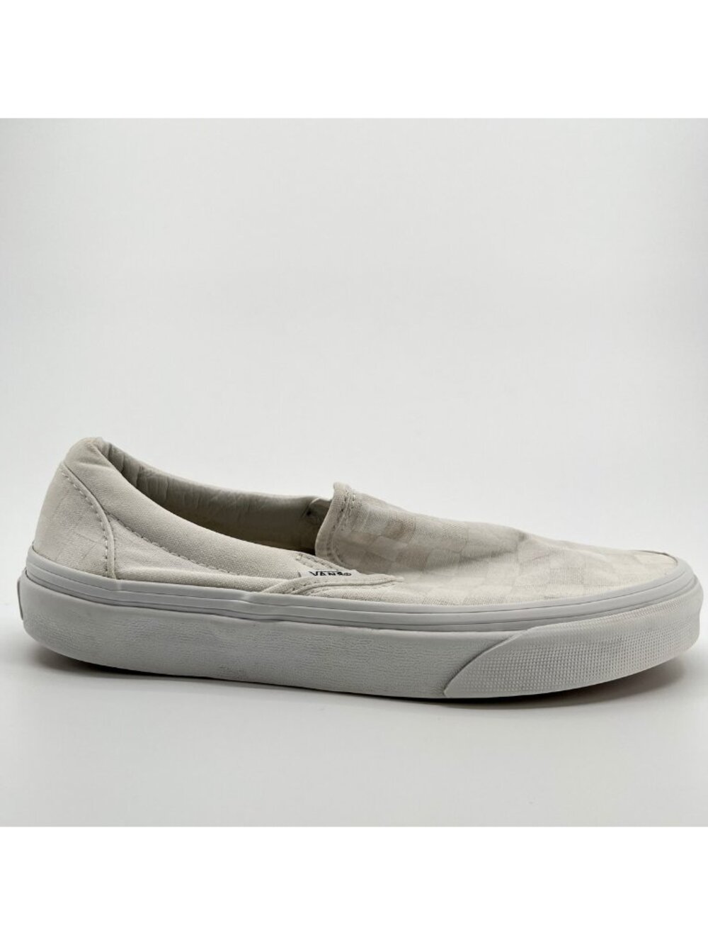Vans Classic Slip-On Check Womens Size 6 White Gray Gum Athletic Shoes Sneakers
